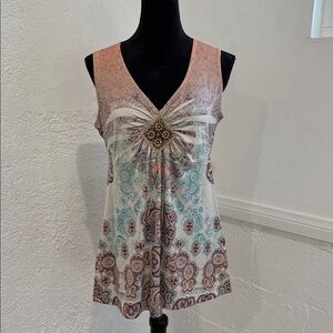 Y2K Boho Bohemian Short Sleeve Blouse Size Small